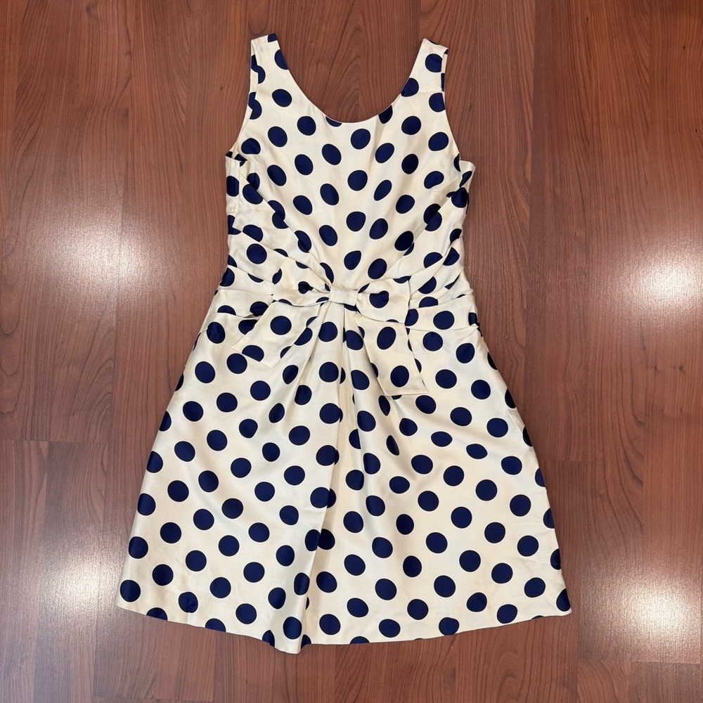kate spade Cream and Navy Polka Dot Midi Dress